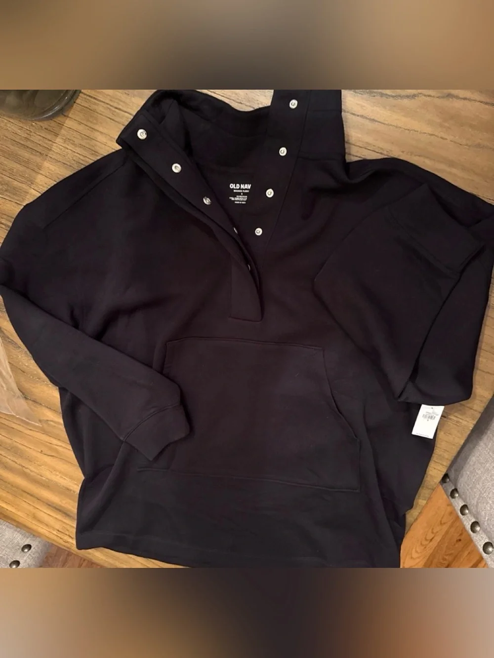 Old Navy woman’s Snap-Placket Zip-Up Bounce Fleece Hoodie